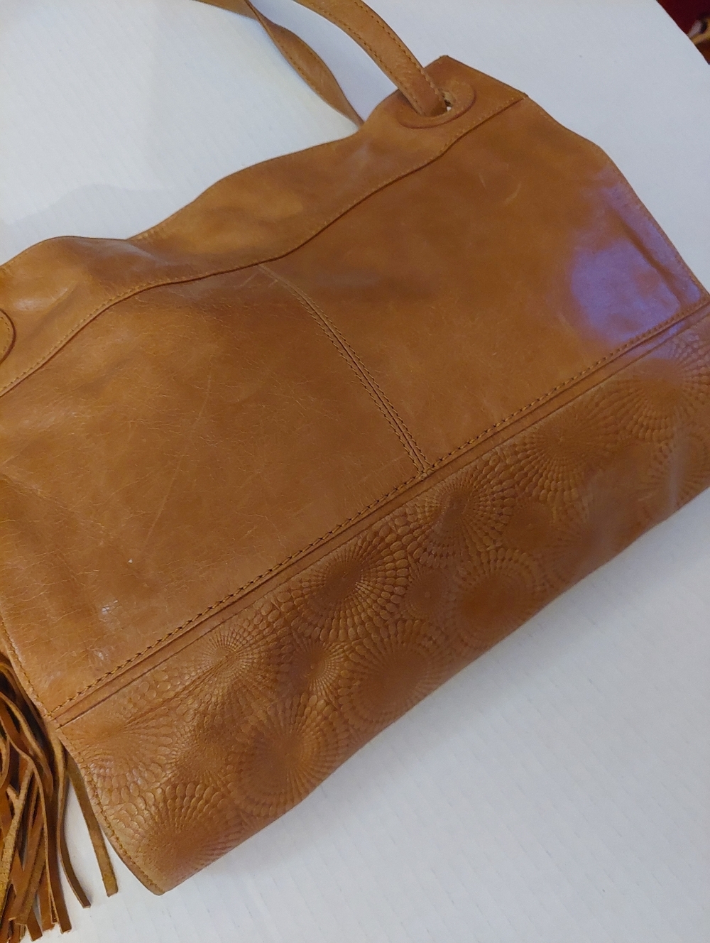 Hobo Internatioal Handbag Purse TAN Bag Leather Fringe - Picture 2 of 5